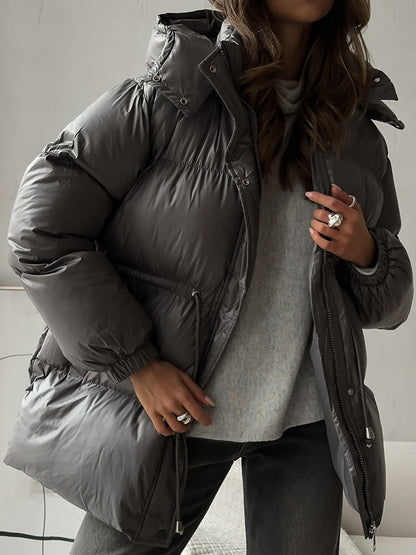 Esther Drawstring Waist Jacket in Black