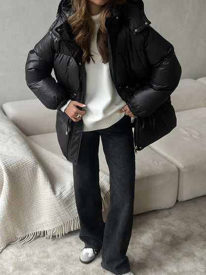 Esther Drawstring Waist Jacket in Black