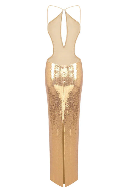 Evelynn Sequin Maxi Dress in Black