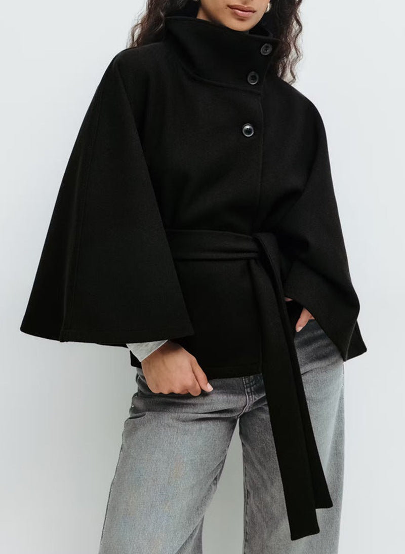 Felicia Belted High Coat in Green