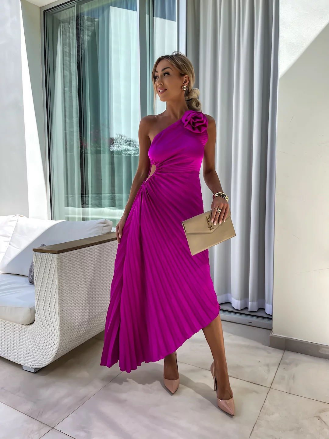 Felicity One-Shoulder Maxi Dress in Green