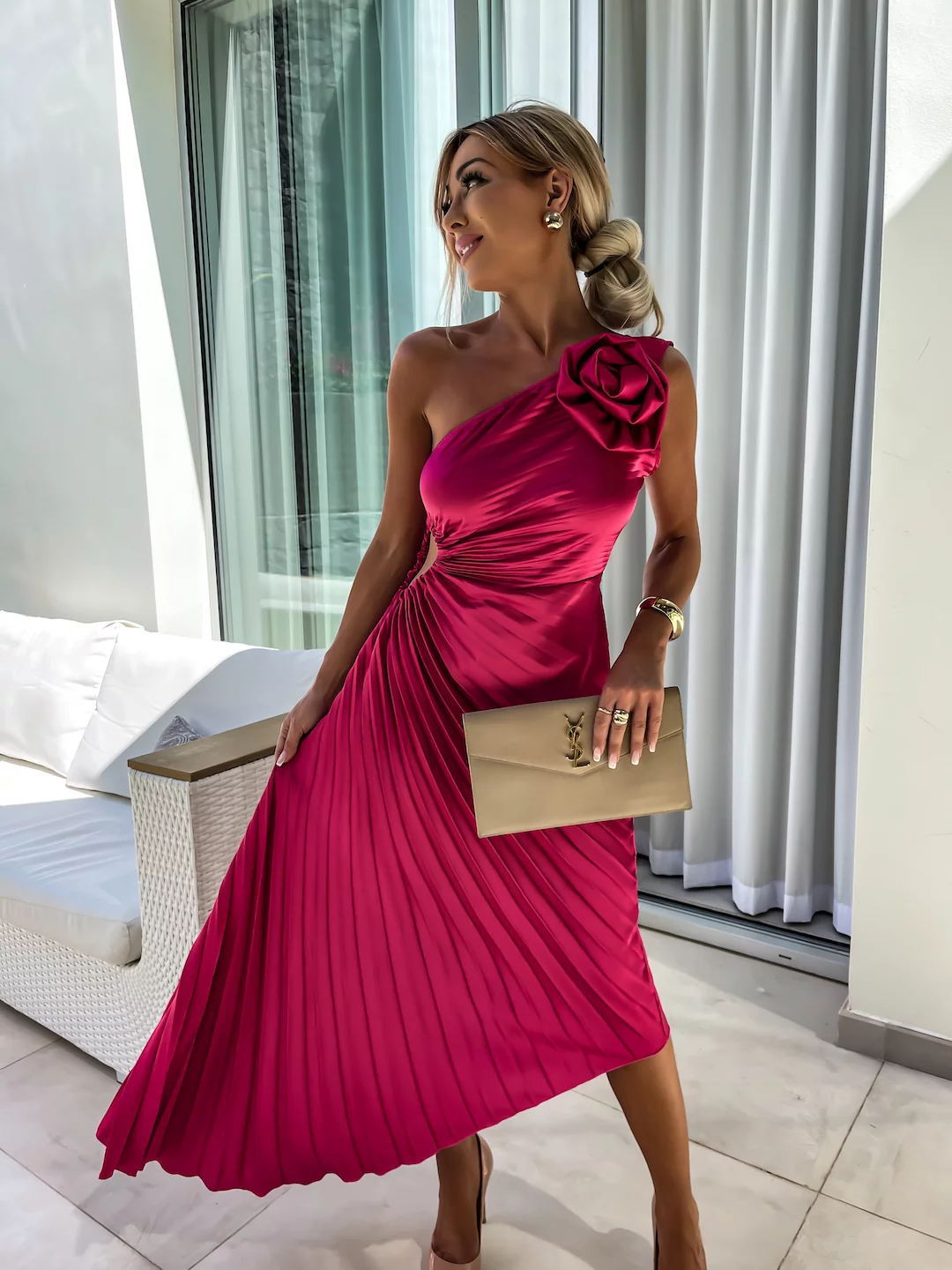 Felicity One-Shoulder Maxi Dress in Green