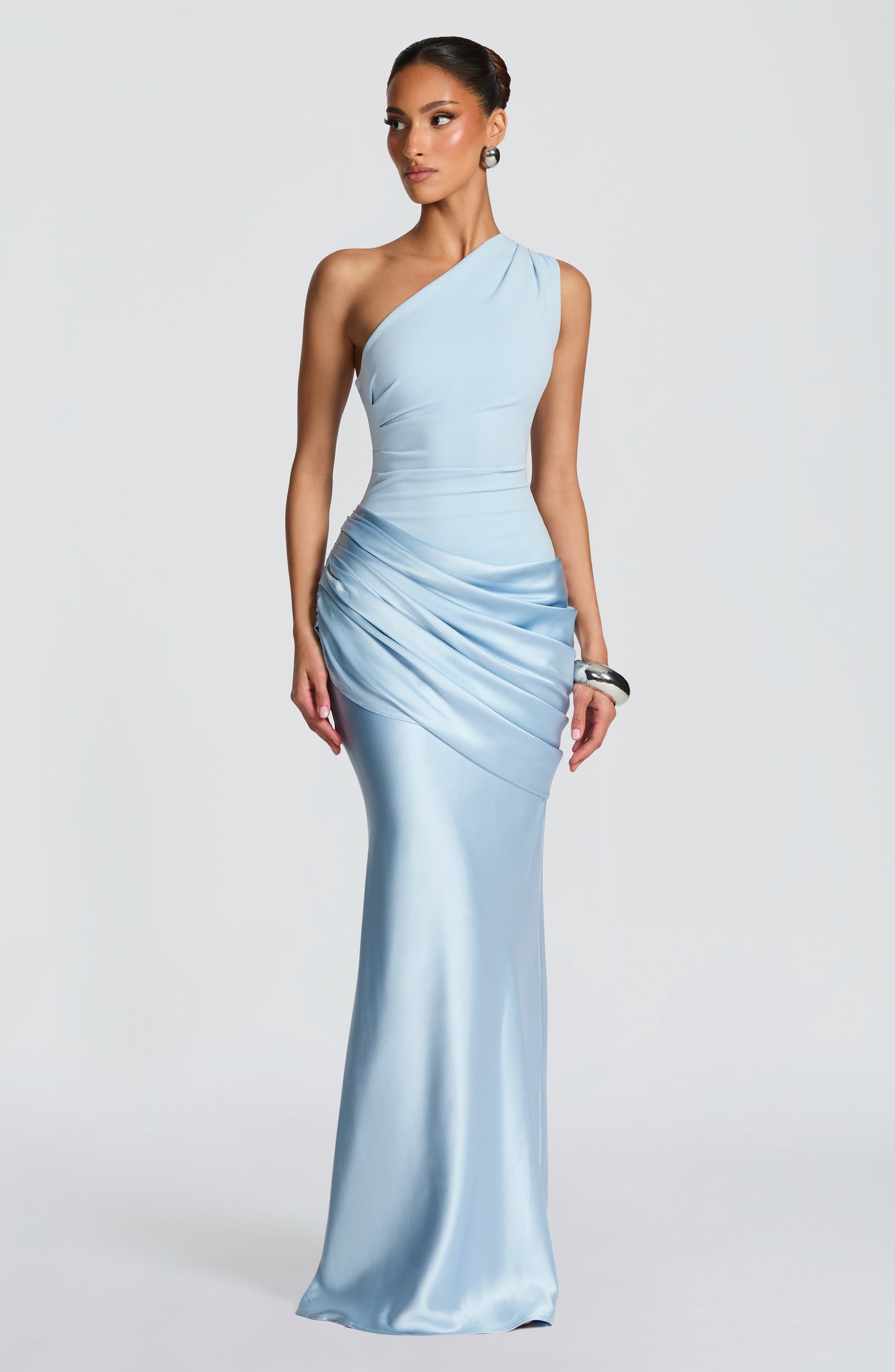 Women one shoulder maxi dress, detail close-up