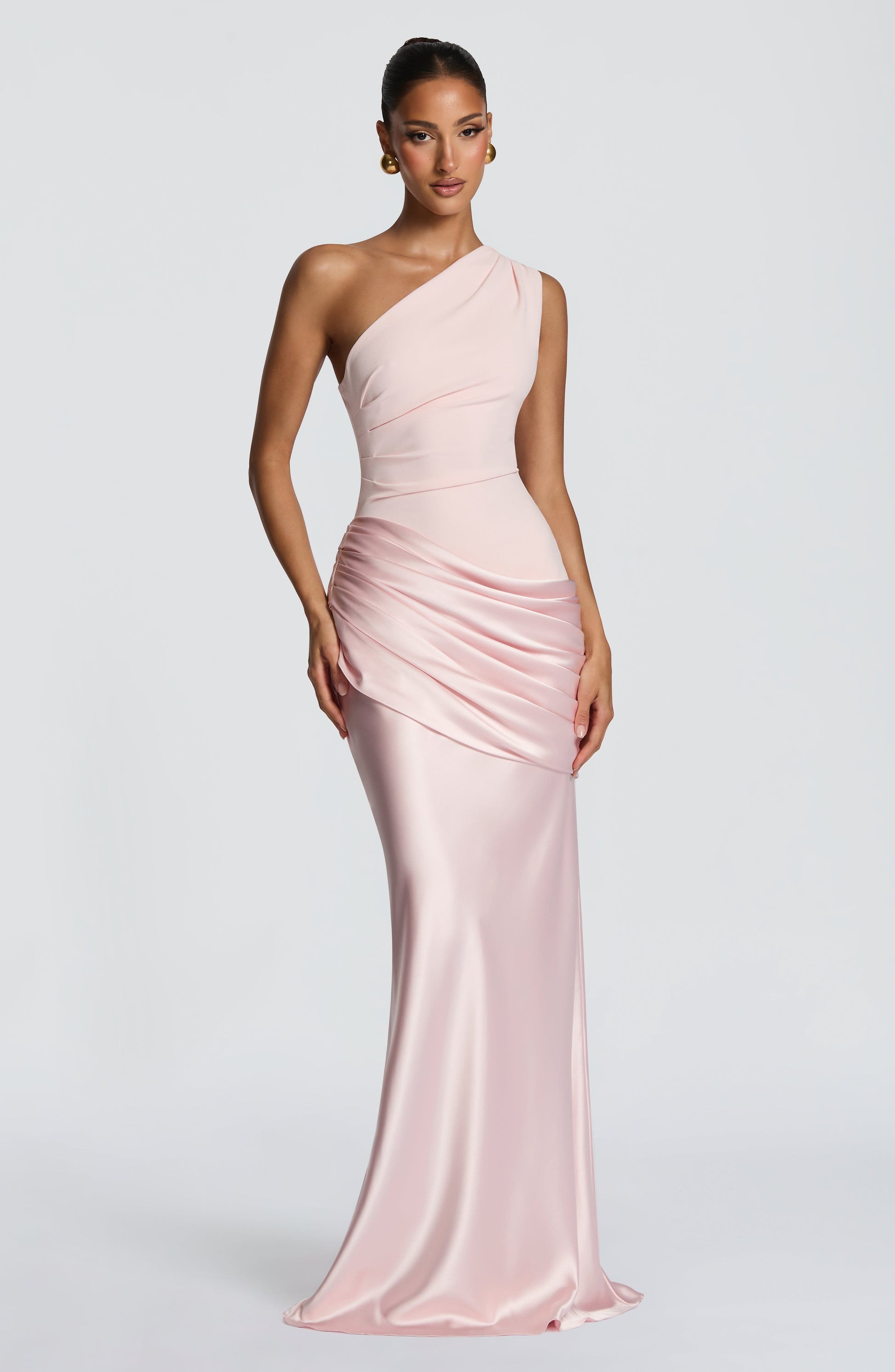 Women one shoulder maxi dress, front view
