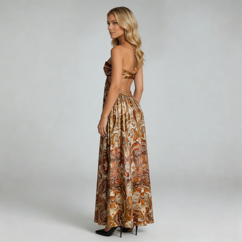 Flora Halter Maxi Dress