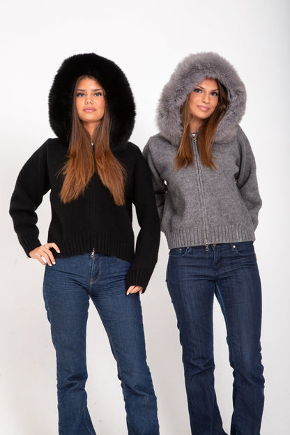 Women hooded jacket, side view