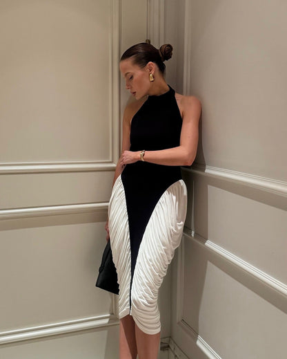 Francesca High-Neck Midi Dress in White