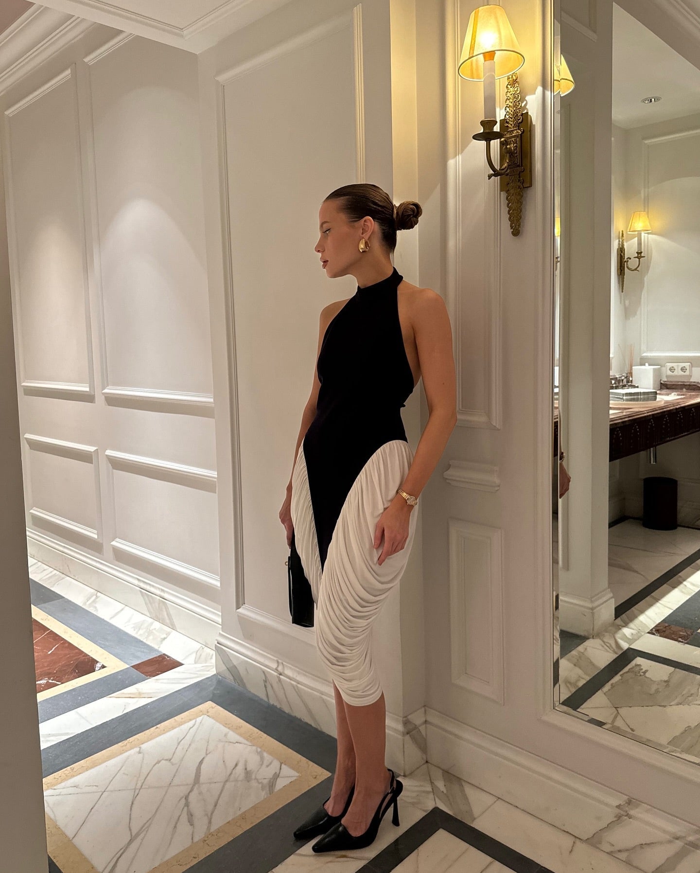 Francesca High-Neck Midi Dress in White