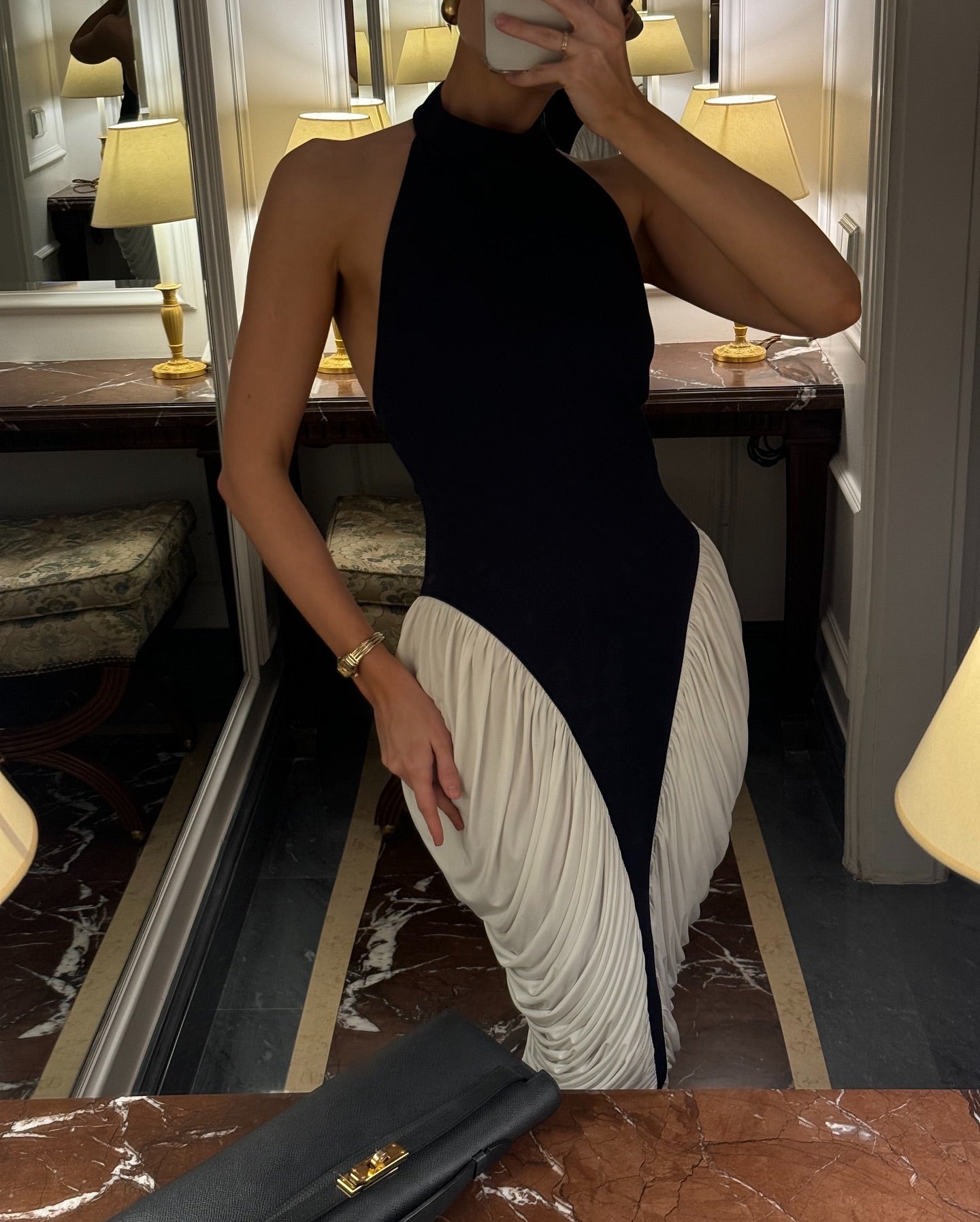 Francesca High-Neck Midi Dress in White