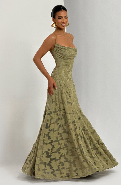 Women cowl maxi dress, front view
