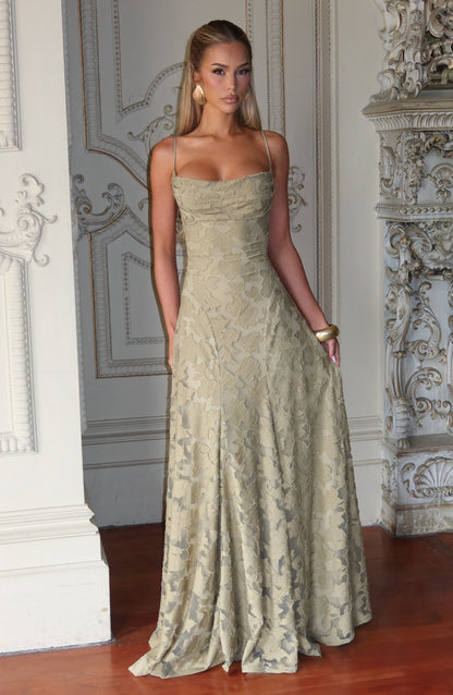 Women cowl maxi dress, front view