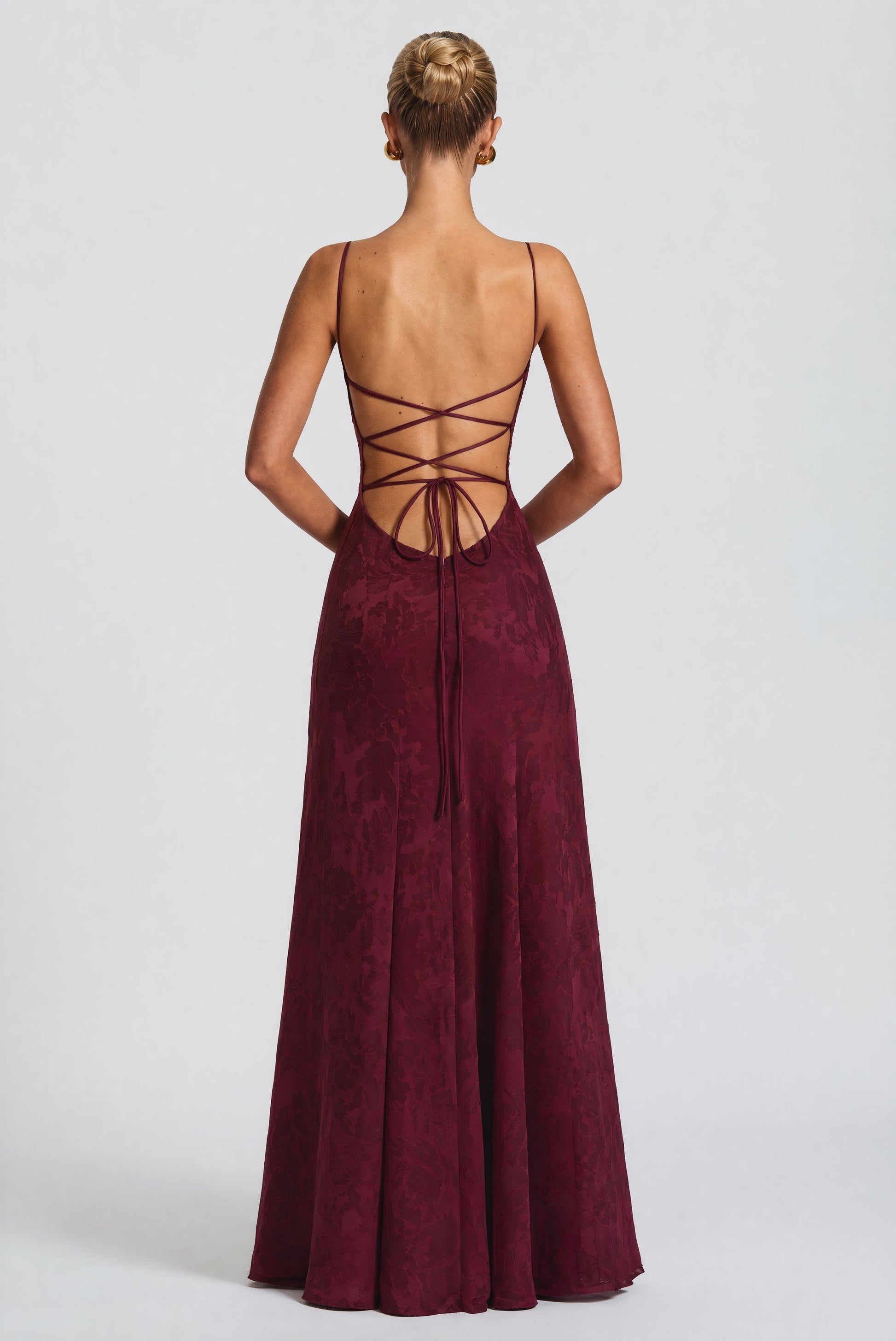 Women cowl maxi dress, detail close-up