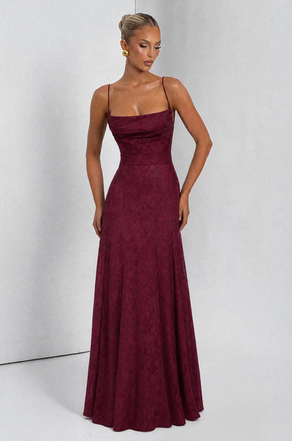 Women cowl maxi dress, front view