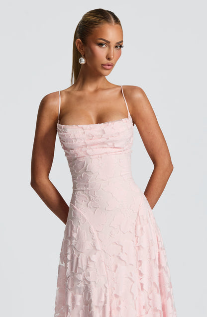 Women cowl maxi dress, back view