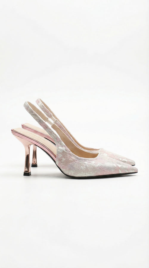 Frida Textured Pointed Sandals in Pink