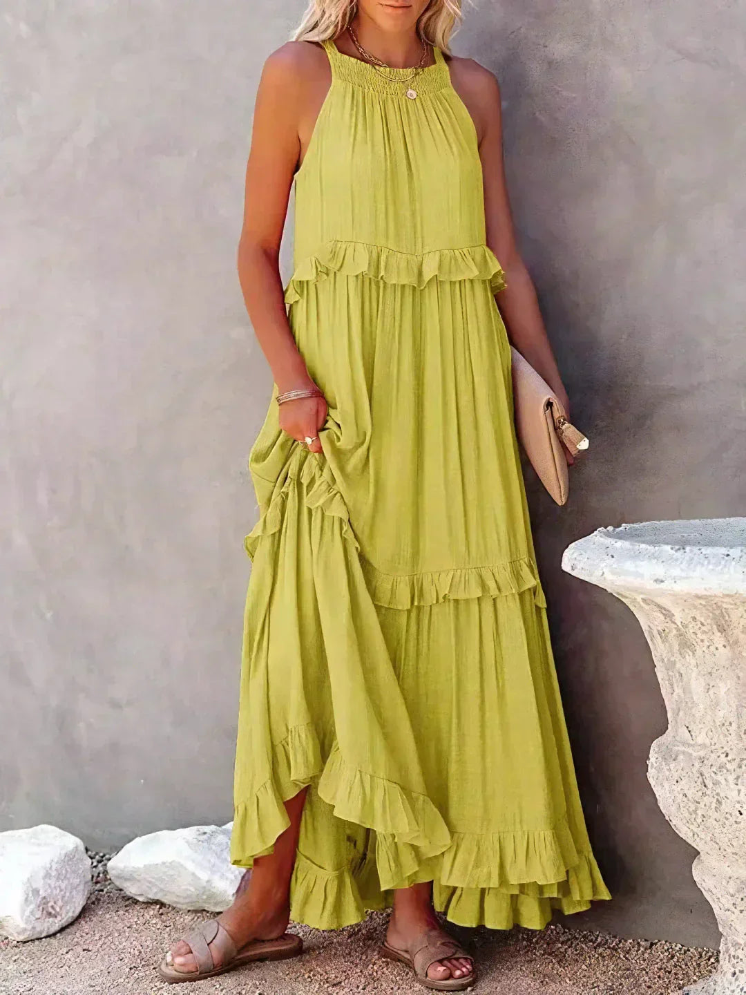 Gabriella Tiered Maxi Dress in Pink