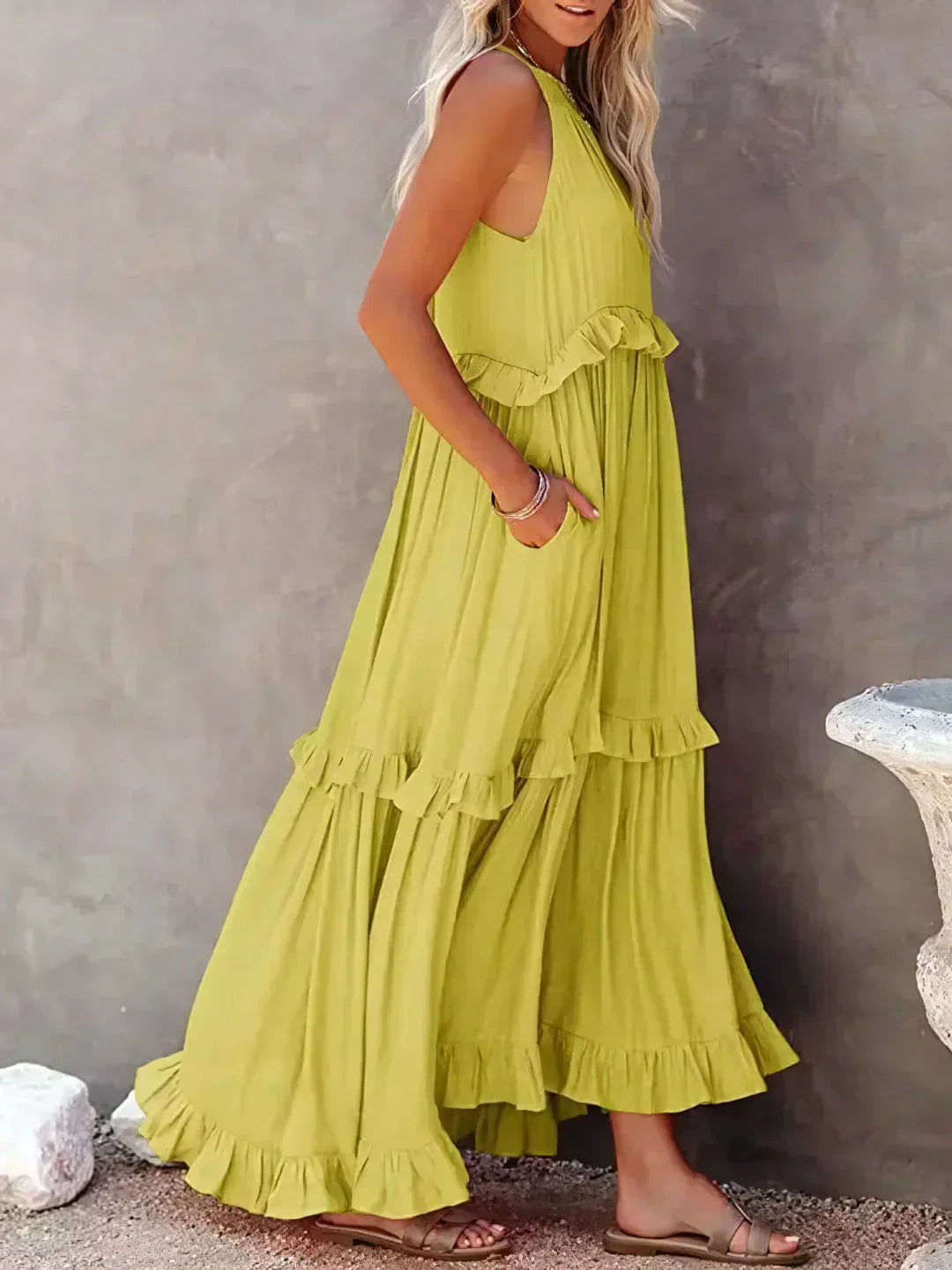 Gabriella Tiered Maxi Dress in Pink