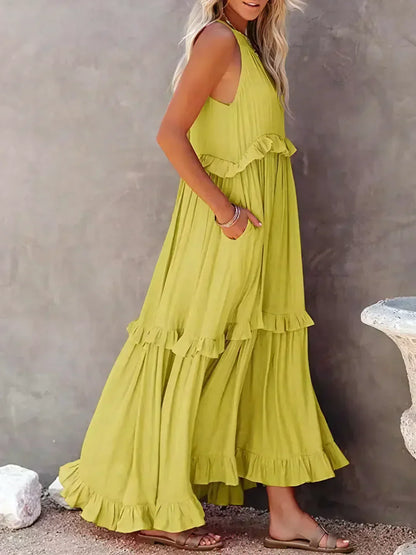 Gabriella Tiered Maxi Dress in Pink