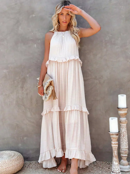 Gabriella Tiered Maxi Dress in Pink