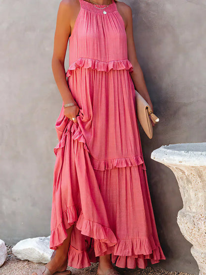 Gabriella Tiered Maxi Dress in Pink