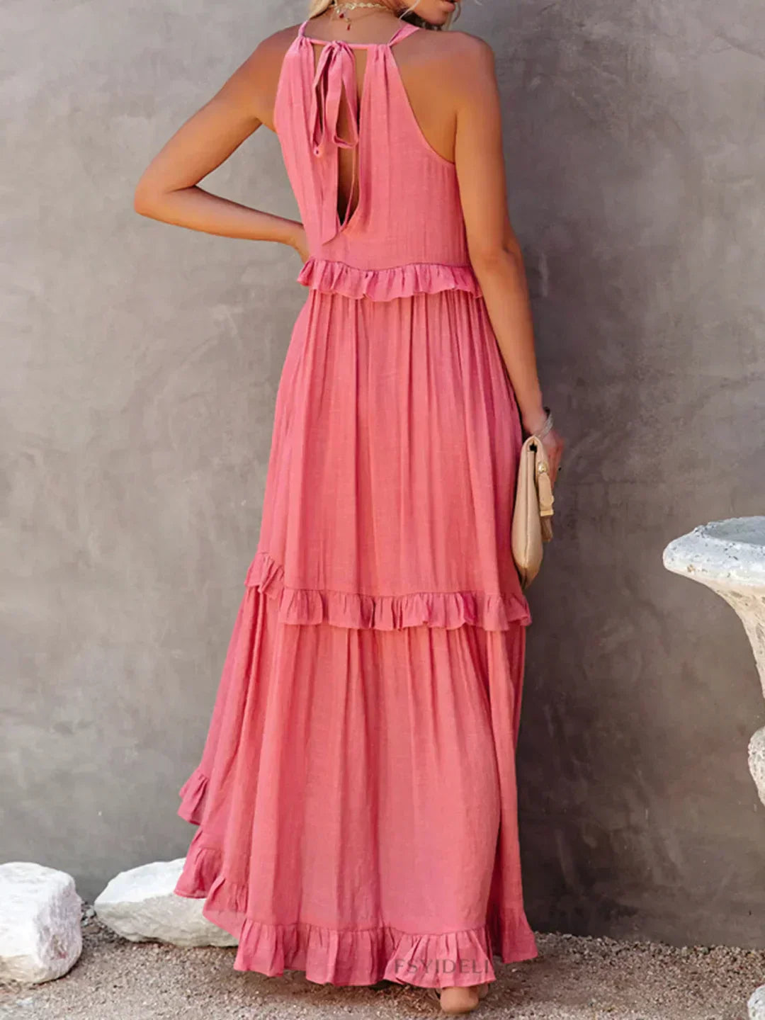 Gabriella Tiered Maxi Dress in Pink