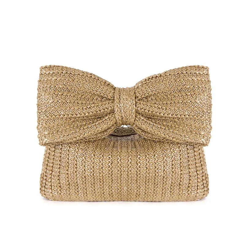 Gaby Boho Woven Clutch in Brown