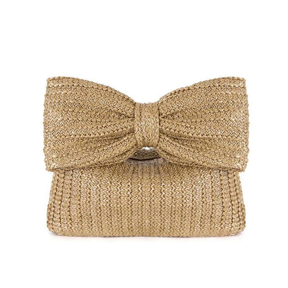 Gaby Boho Woven Clutch in Brown