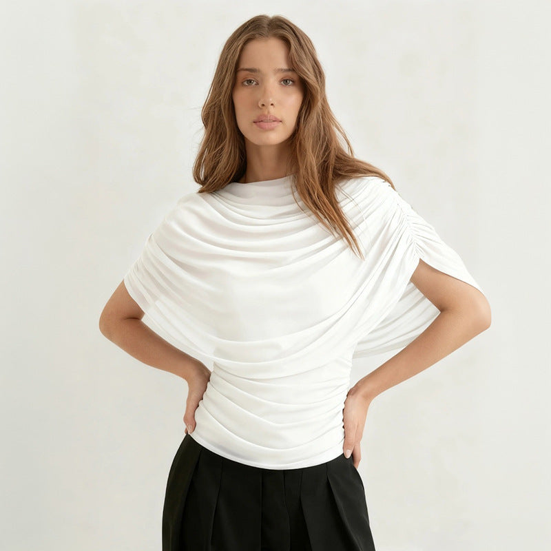 Gemma Draped Cowl Top in Black