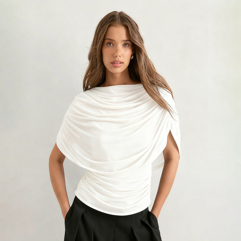 Gemma Draped Cowl Top in Black