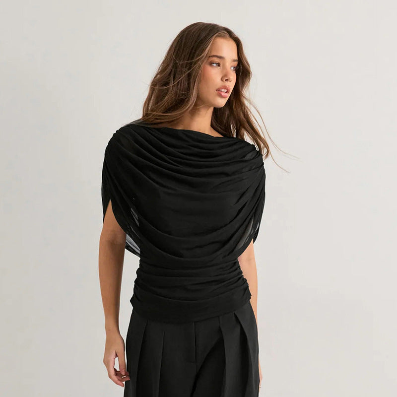 Gemma Draped Cowl Top in Black