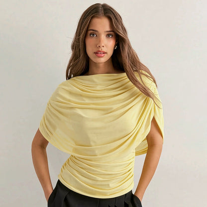 Gemma Draped Cowl Top in Black
