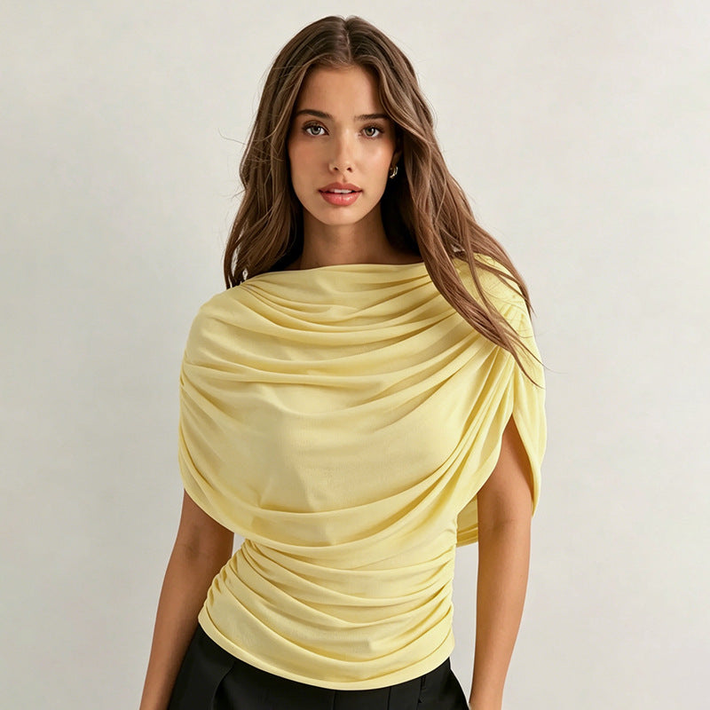 Gemma Draped Cowl Top in Black