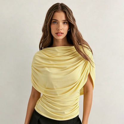Gemma Draped Cowl Top in Black