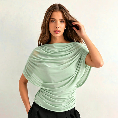 Gemma Draped Cowl Top in Black