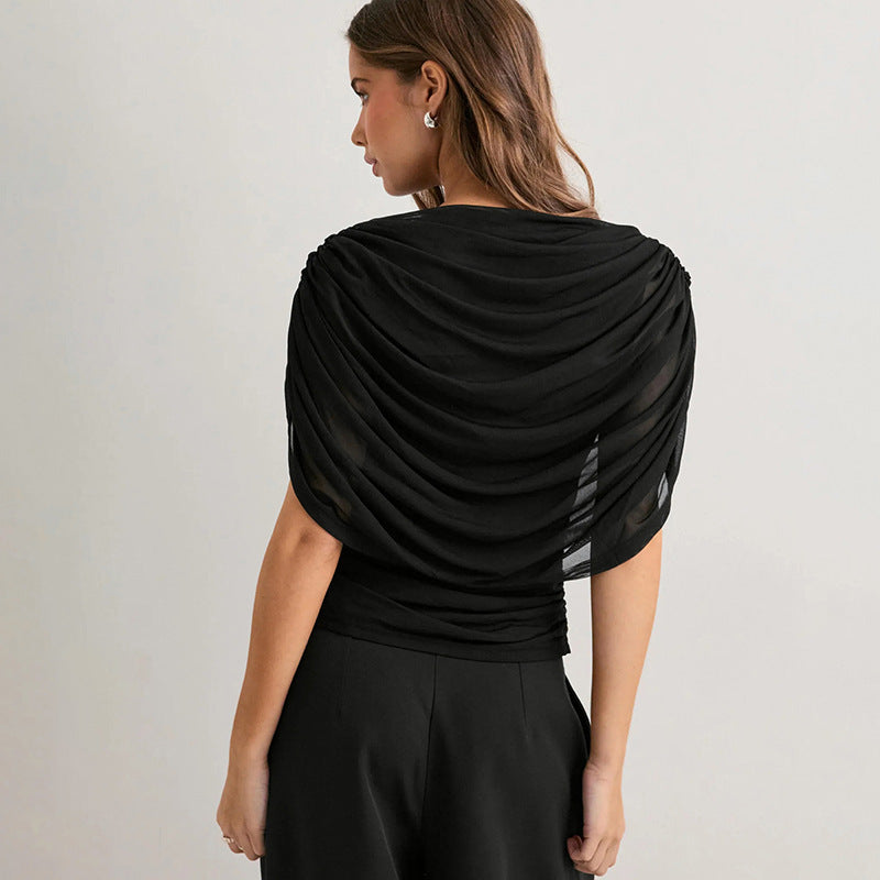 Gemma Draped Cowl Top in Black
