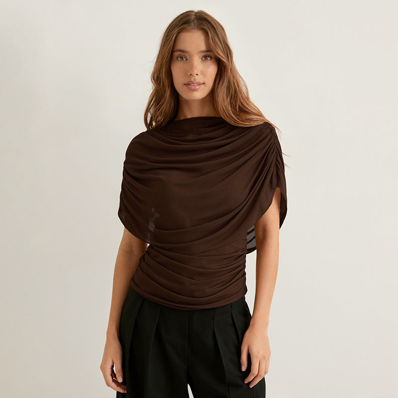 Gemma Draped Cowl Top in Black