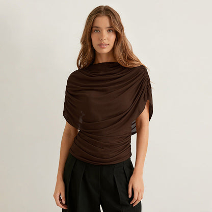 Gemma Draped Cowl Top in Black