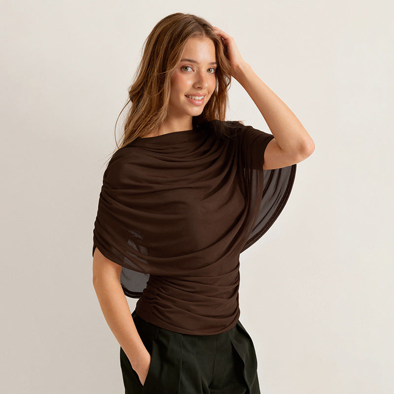 Gemma Draped Cowl Top in Black