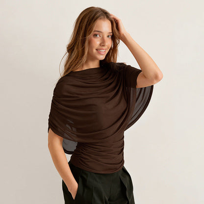 Gemma Draped Cowl Top in Black