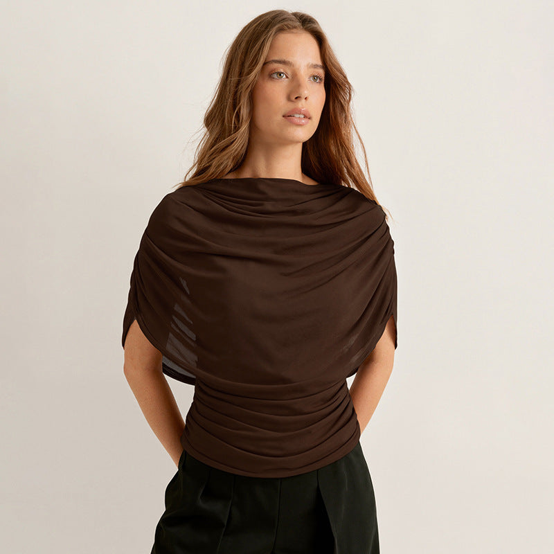Gemma Draped Cowl Top in Black