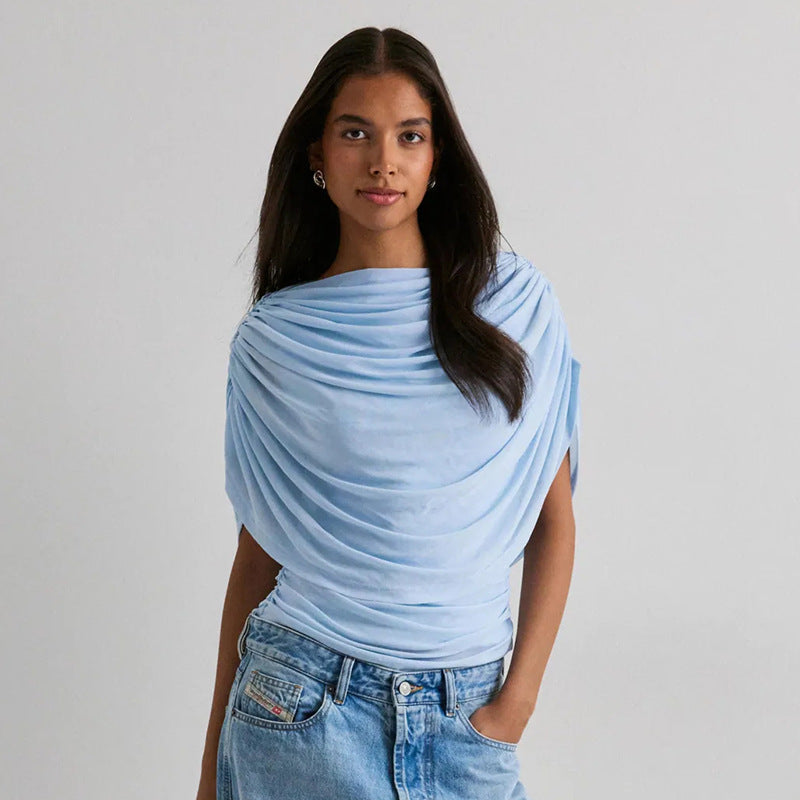 Gemma Draped Cowl Top in Black