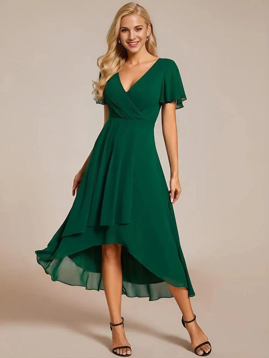 Genevieve Ruffle Midi Dress in Black