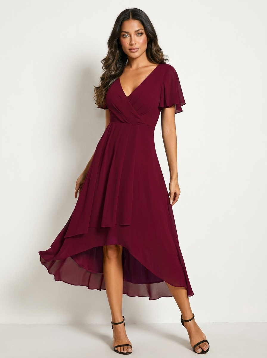 Genevieve Ruffle Midi Dress in Black