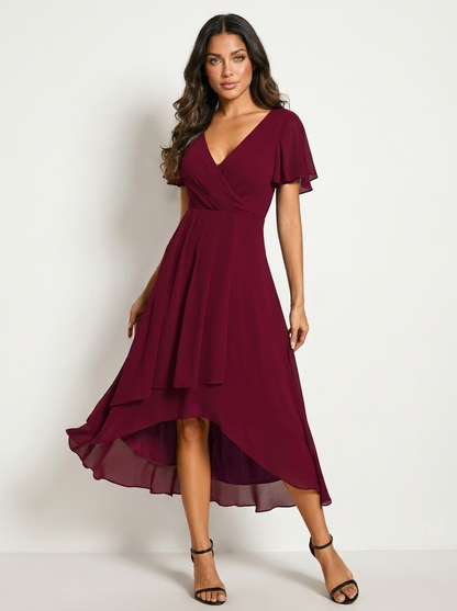 Genevieve Ruffle Midi Dress in Black