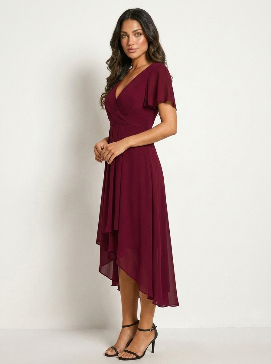 Genevieve Ruffle Midi Dress in Black