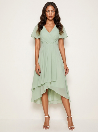 Genevieve Ruffle Midi Dress in Black