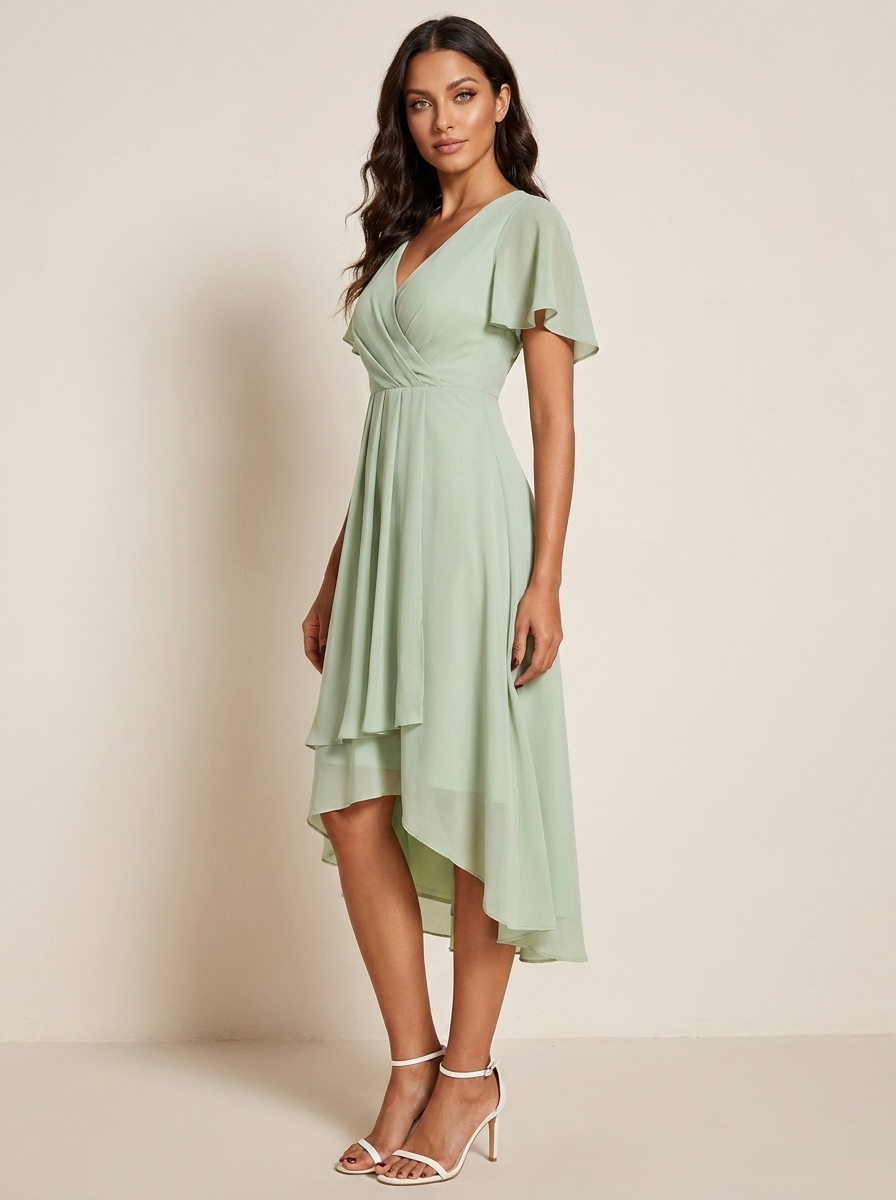 Genevieve Ruffle Midi Dress in Black
