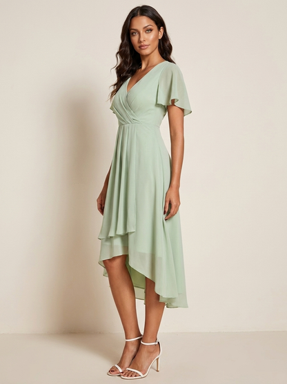 Genevieve Ruffle Midi Dress in Black