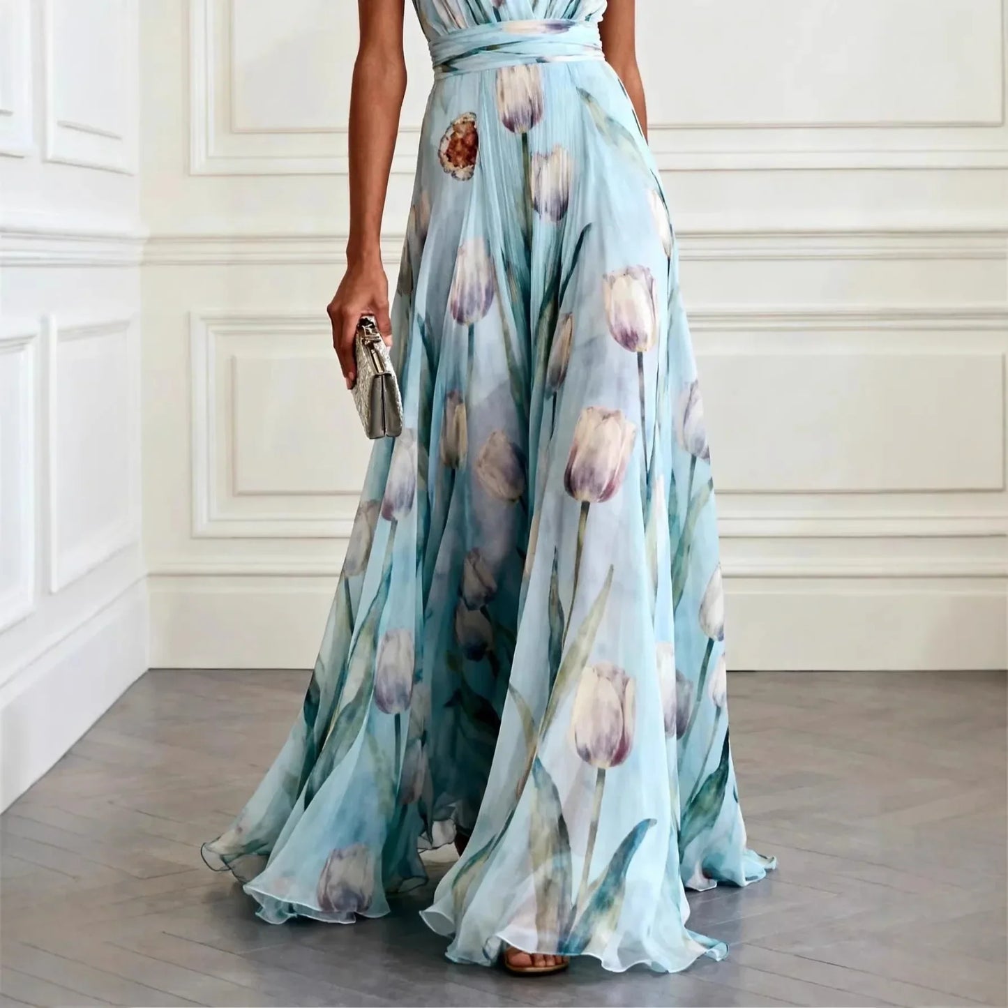 Giselle Floral Maxi Dress in Blue