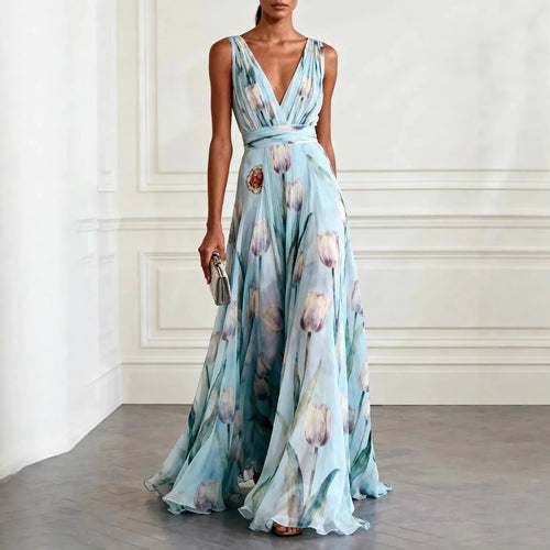 Giselle Floral Maxi Dress in Blue